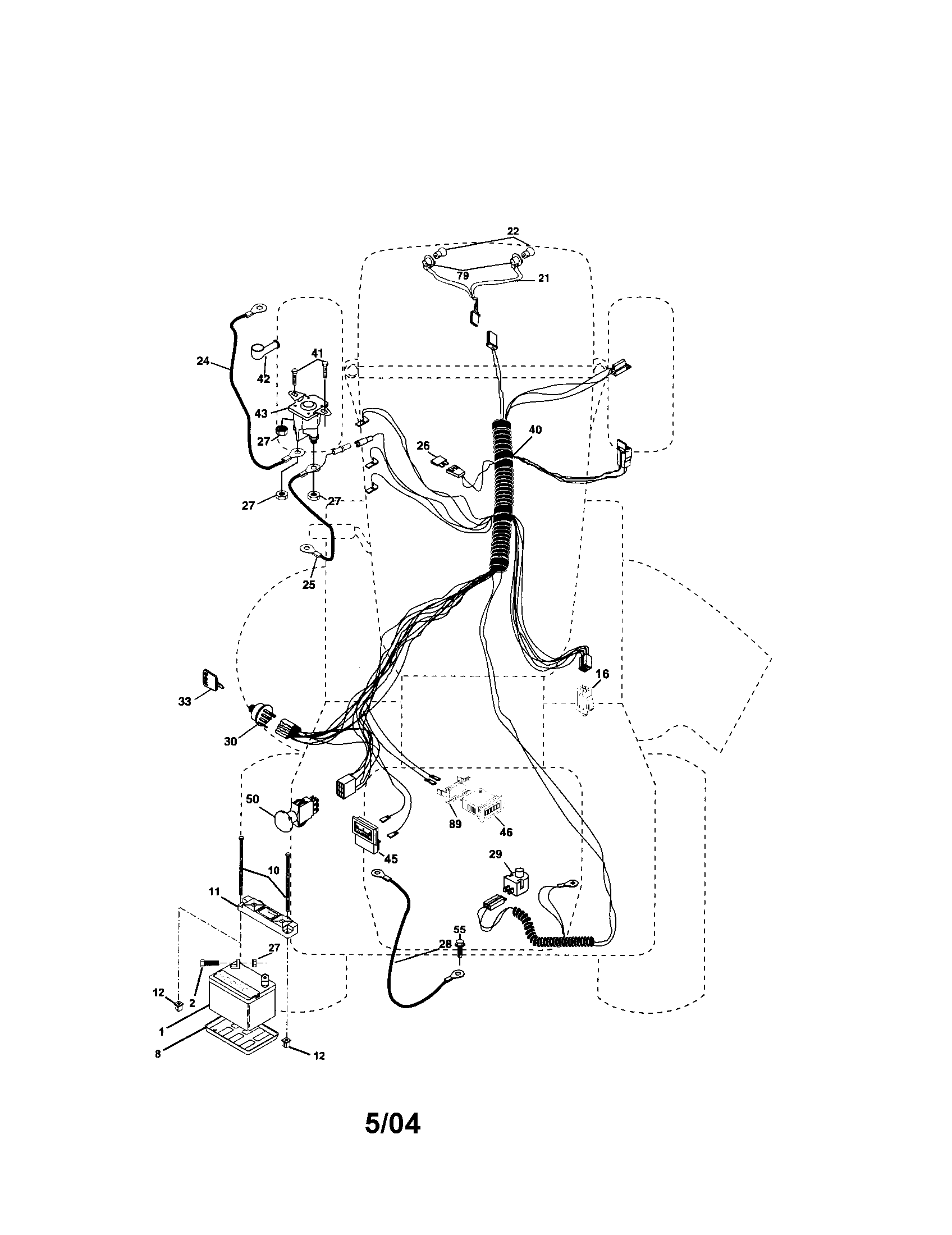 Electrical Diagram and Parts List for 917273646  Craftsman Lawn Tractor