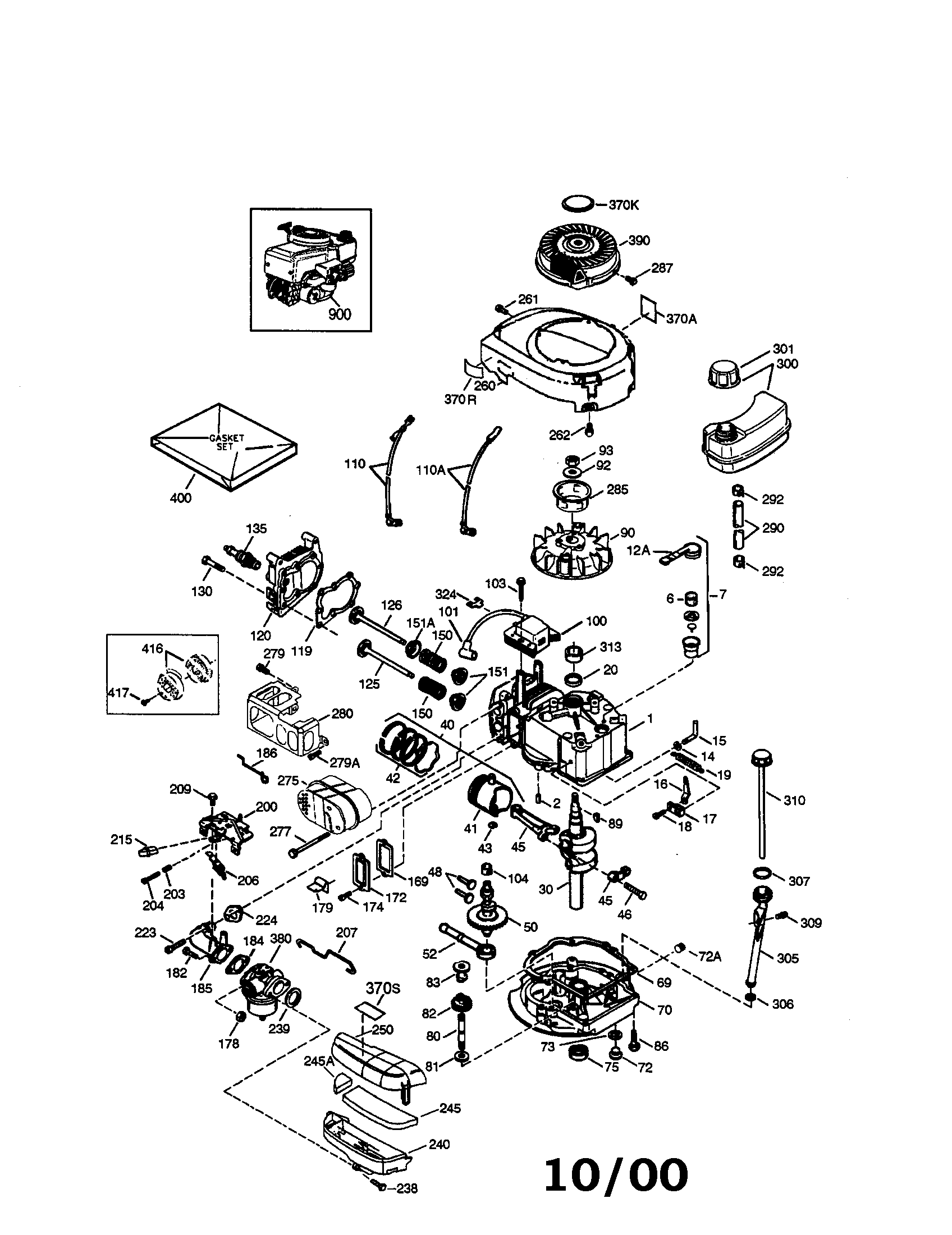 Engine Diagram and Parts List for 143014500  Craftsman Engine