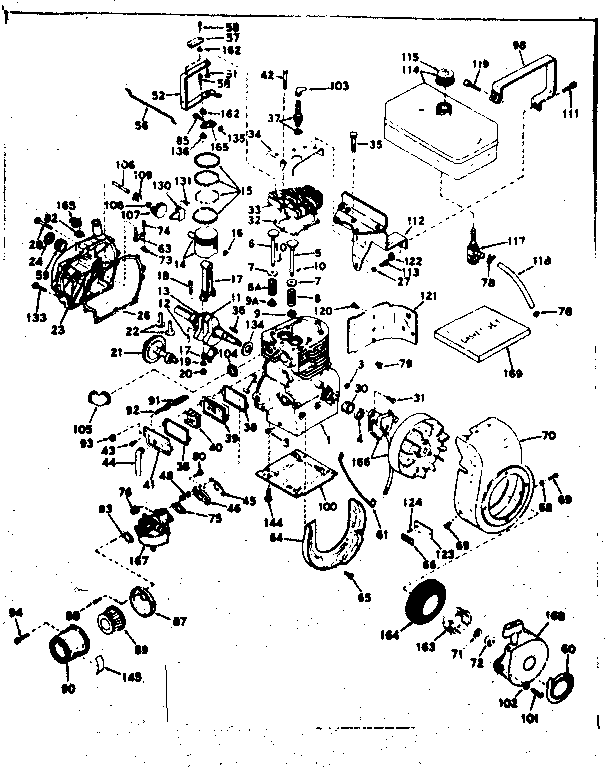 Basic Engine Diagram and Parts List for 143596102  Craftsman Engine