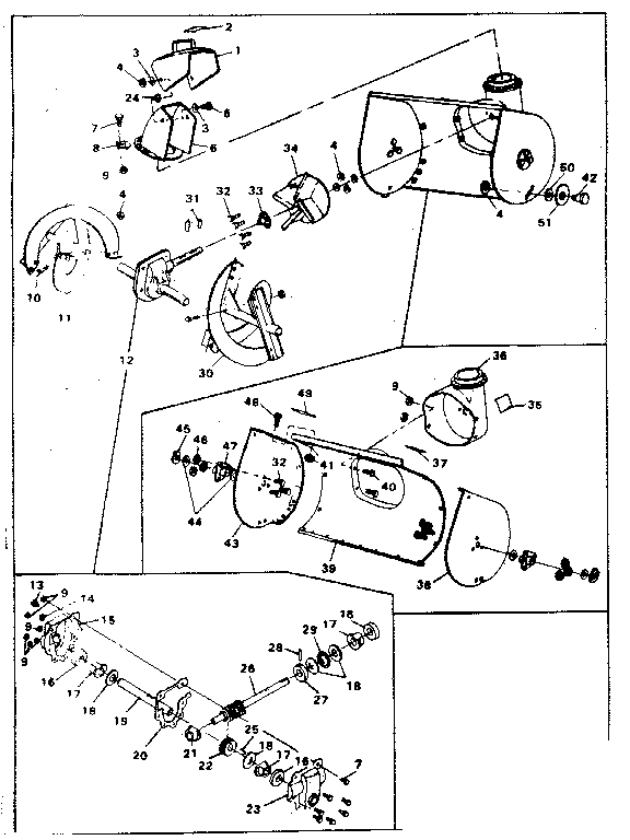 Auger  Assembly Diagram and Parts List for 5360-85  Craftsman Snow Blower