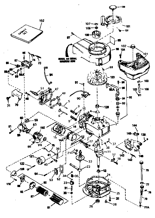 Engine Diagram and Parts List for 143384402  Craftsman Engine