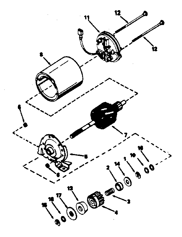 Electric Starter Motor No. 34934 Diagram and Parts List for 143384152  Craftsman Engine