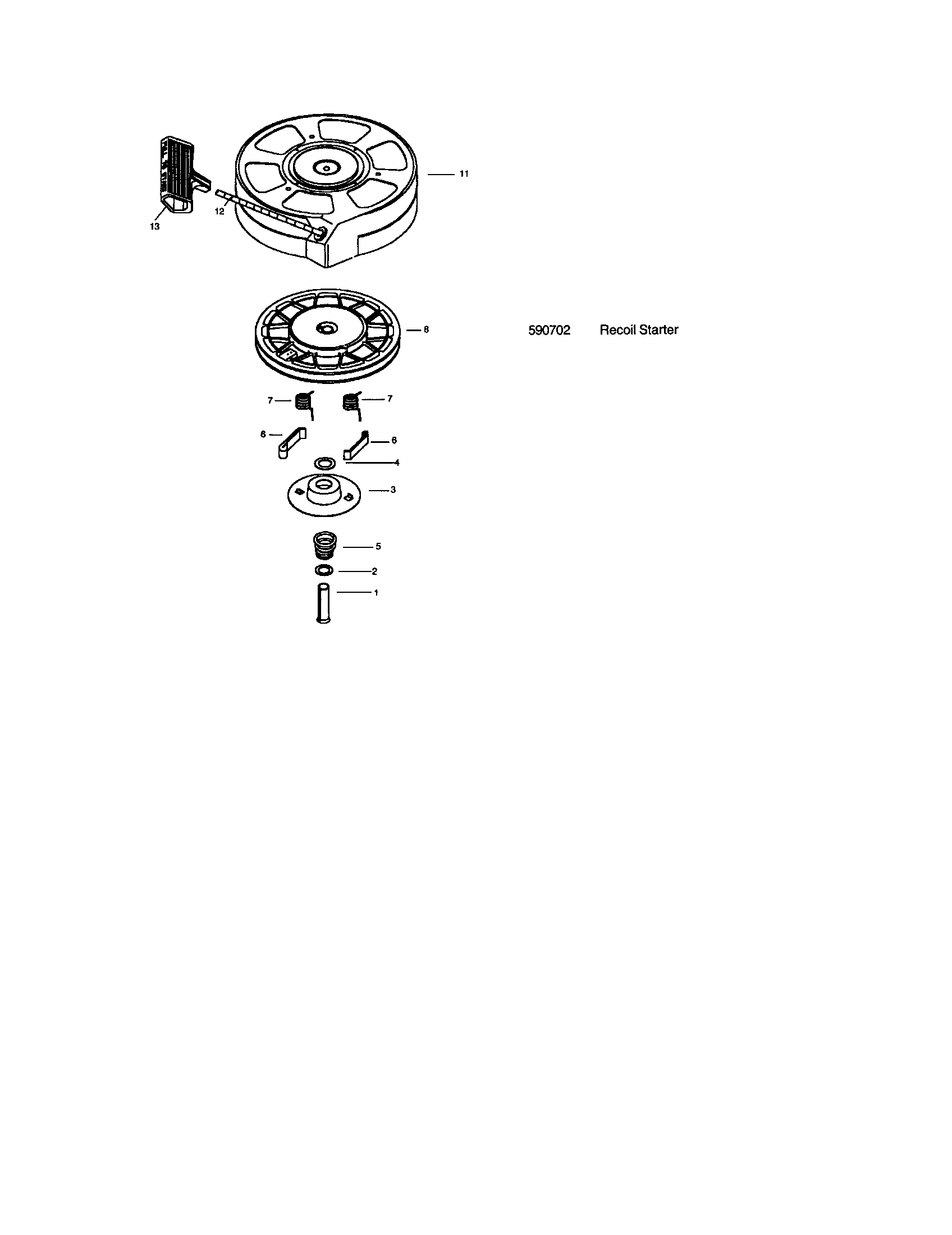 Recoil Starter Diagram and Parts List for 143016712  Craftsman Engine