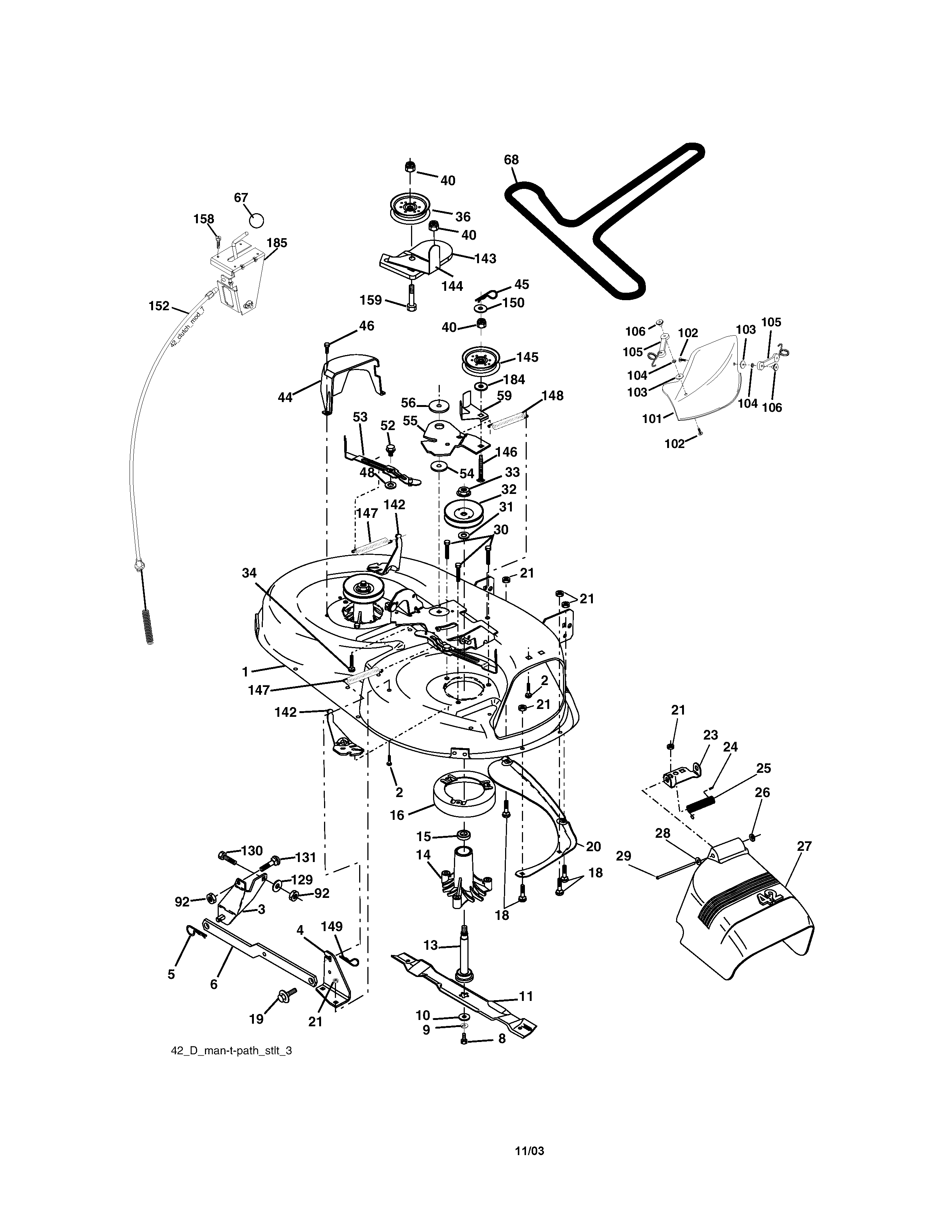 Mower Deck Diagram and Parts List for 917273400  Craftsman Lawn Tractor
