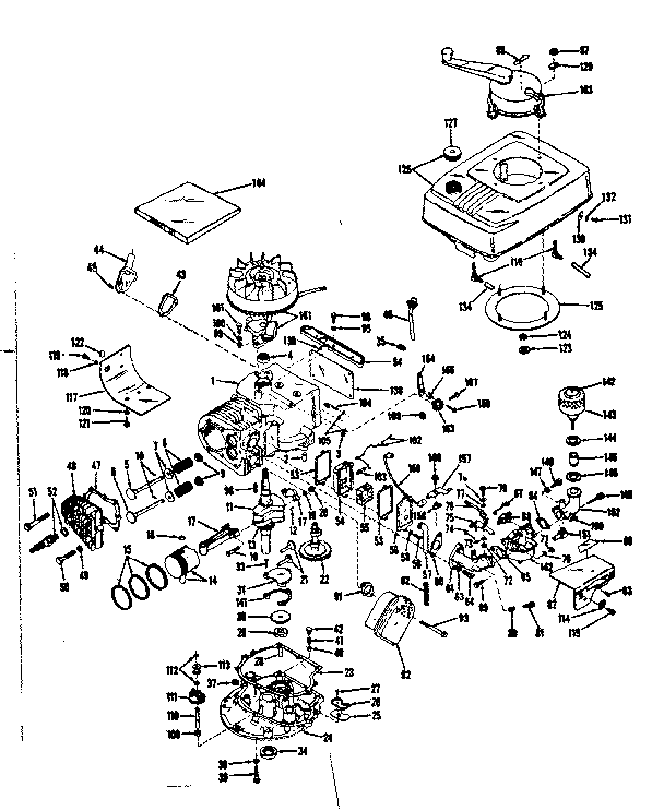 Basic Engine Diagram and Parts List for 143105041  Craftsman Engine