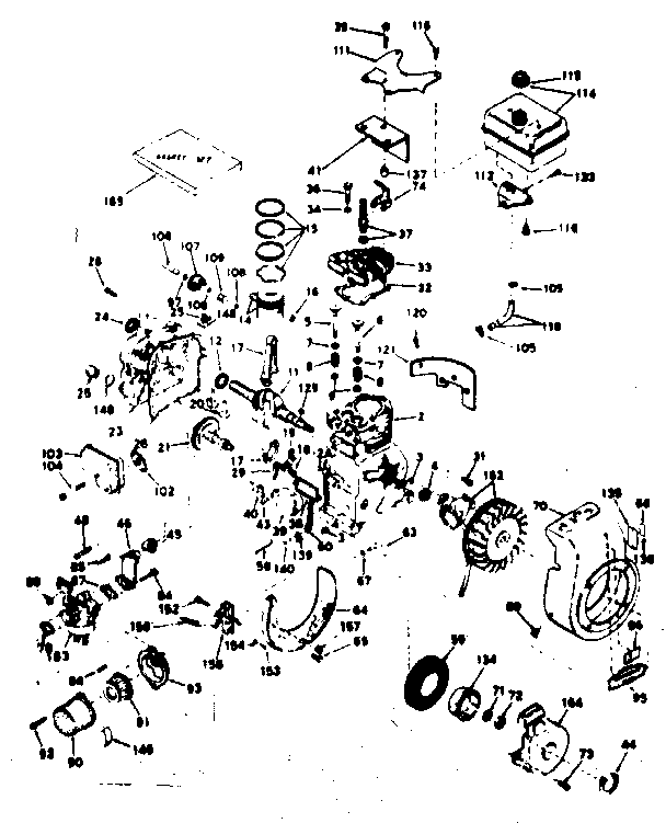 Basic Engine Diagram and Parts List for 143647022  Craftsman Engine