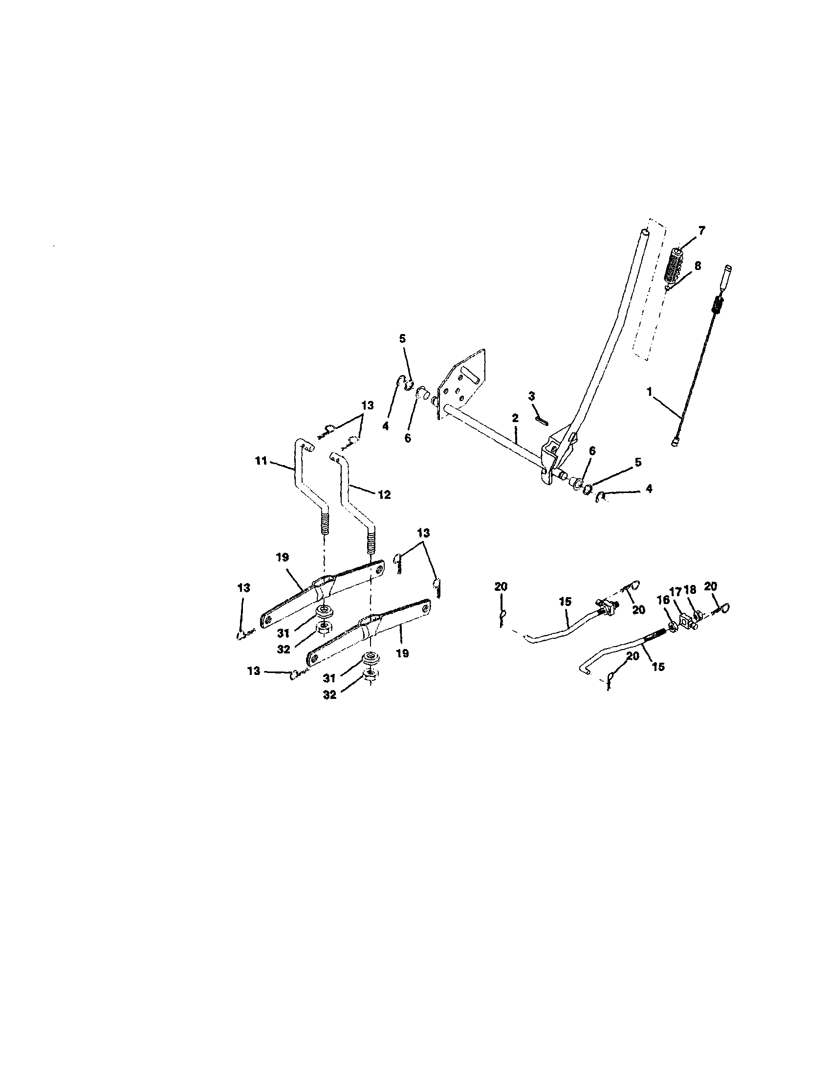 Lift Assembly Diagram and Parts List for 917271065  Craftsman Lawn Tractor
