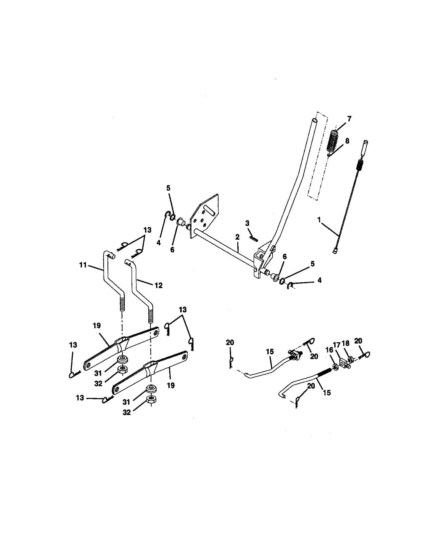 Lift Assembly Diagram and Parts List for 917271730  Craftsman Lawn Tractor