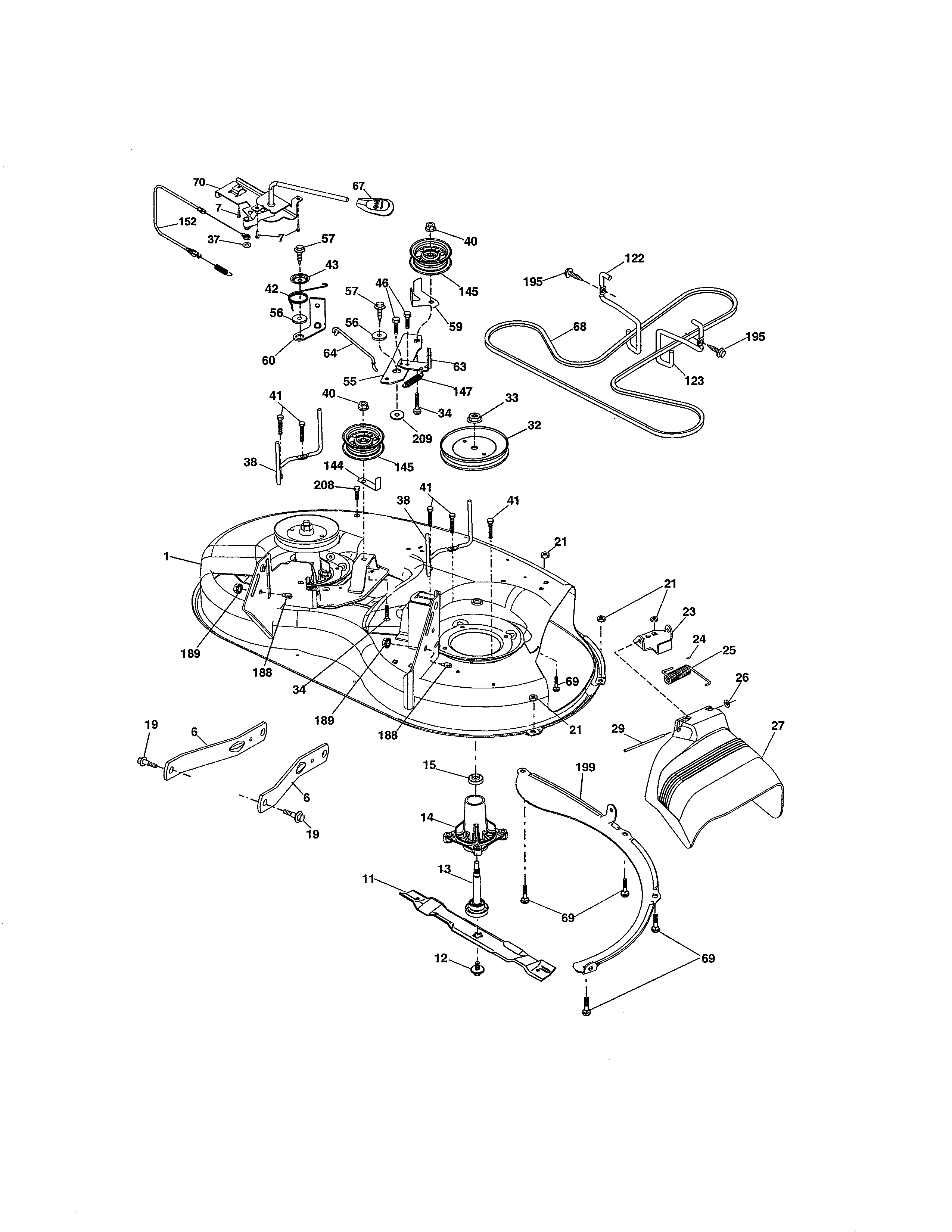 Mower Deck Diagram and Parts List for 917990391  Craftsman Lawn Tractor