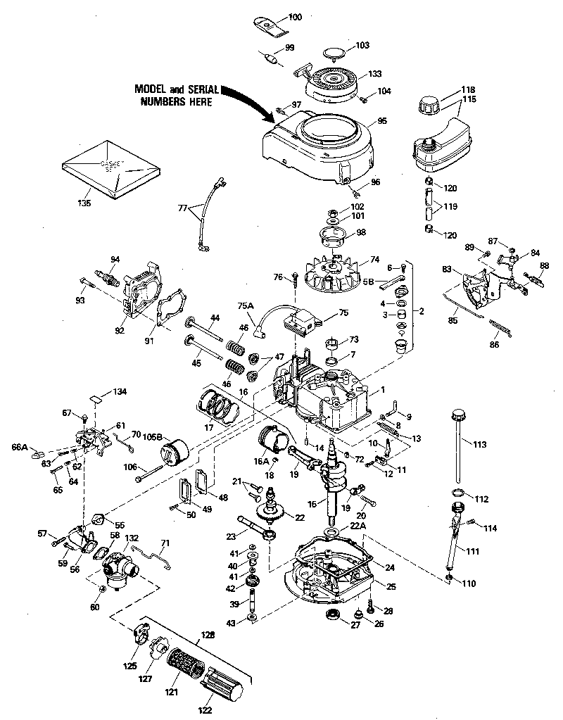 Replacement Parts Diagram and Parts List for 143394242  Craftsman Engine