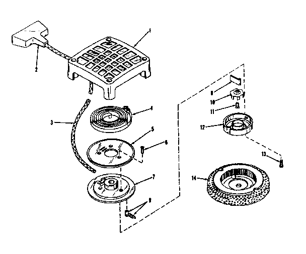 Rewind Starter Diagram and Parts List for 143501111  Craftsman Engine