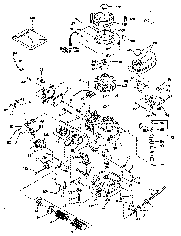 Engine Diagram and Parts List for 143384082  Craftsman Engine