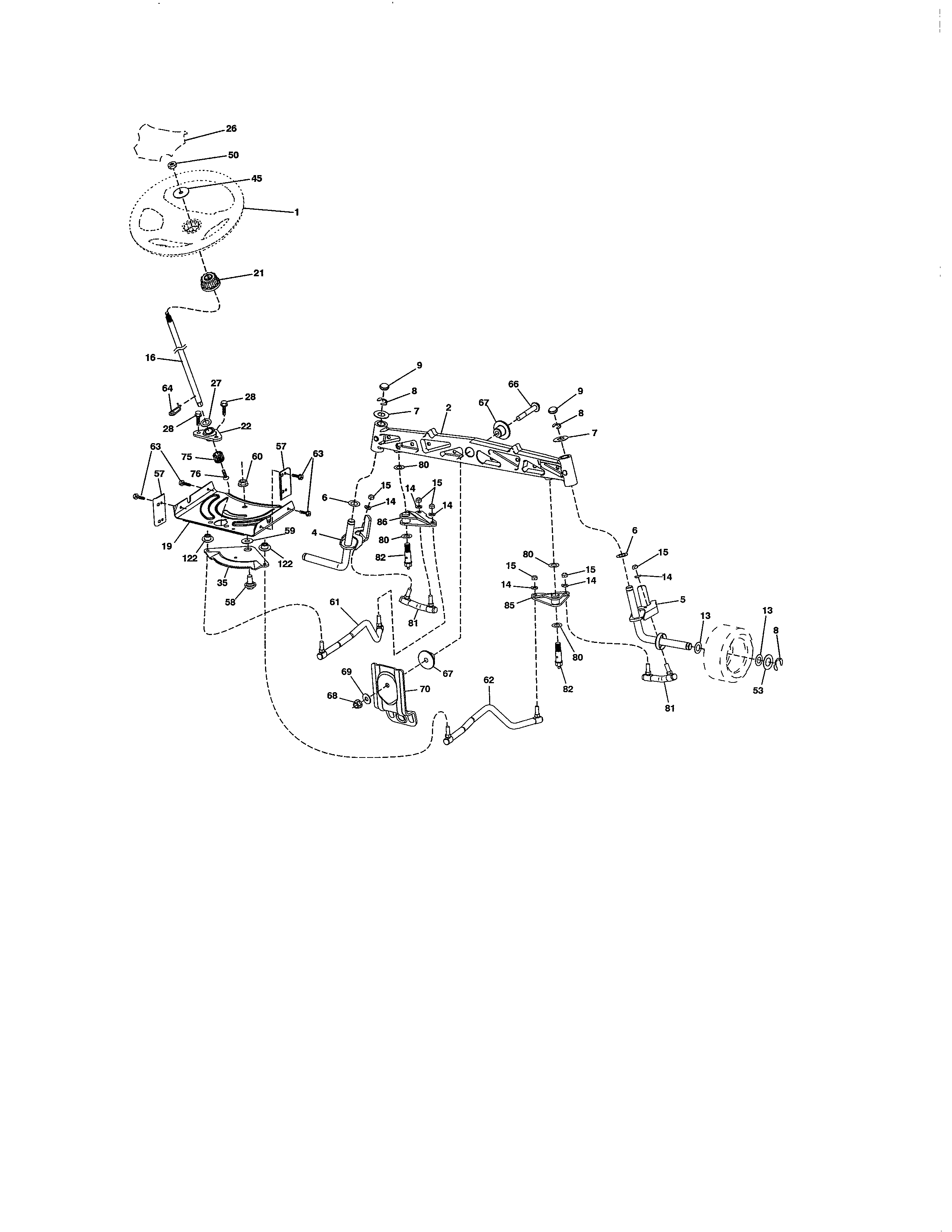 Steering Diagram and Parts List for 917203811  Craftsman Lawn Tractor