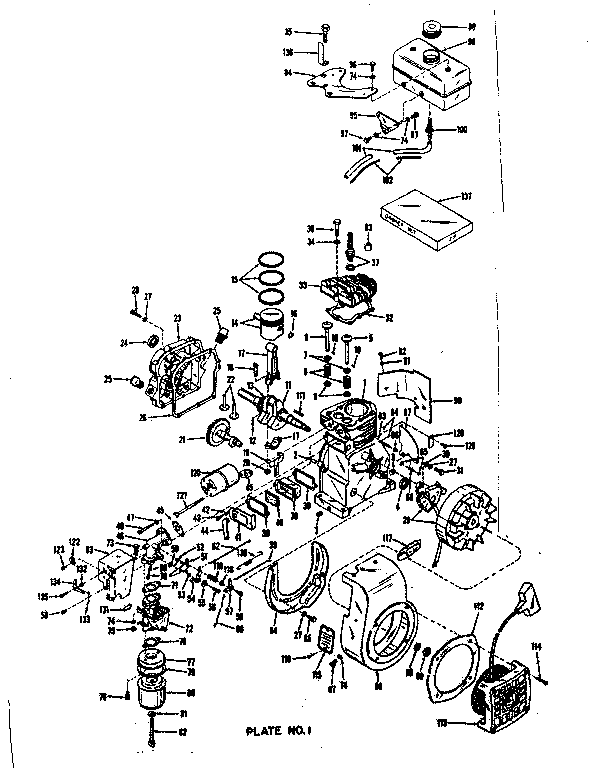 Basic Engine Diagram and Parts List for 14382007  Craftsman Engine