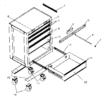 Cabinet Parts Diagram and Parts List for 706596952  Craftsman Tool Stand & Cart