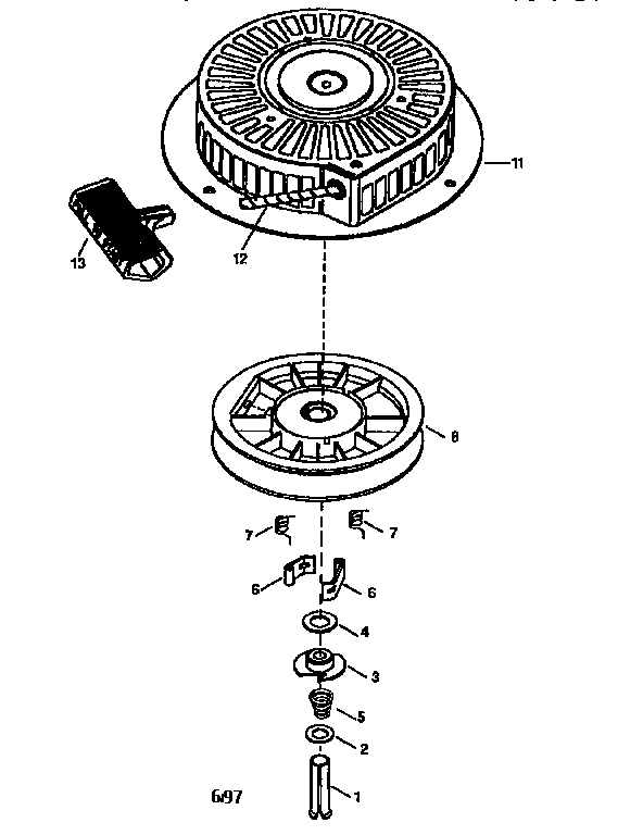 Recoil Starter 590746 Diagram and Parts List for 143998003  Craftsman Engine
