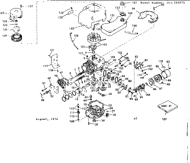 Replacement Parts Diagram and Parts List for 143246072  Craftsman Engine