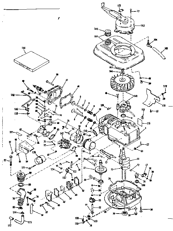 Basic Engine Diagram and Parts List for 143124011  Craftsman Engine