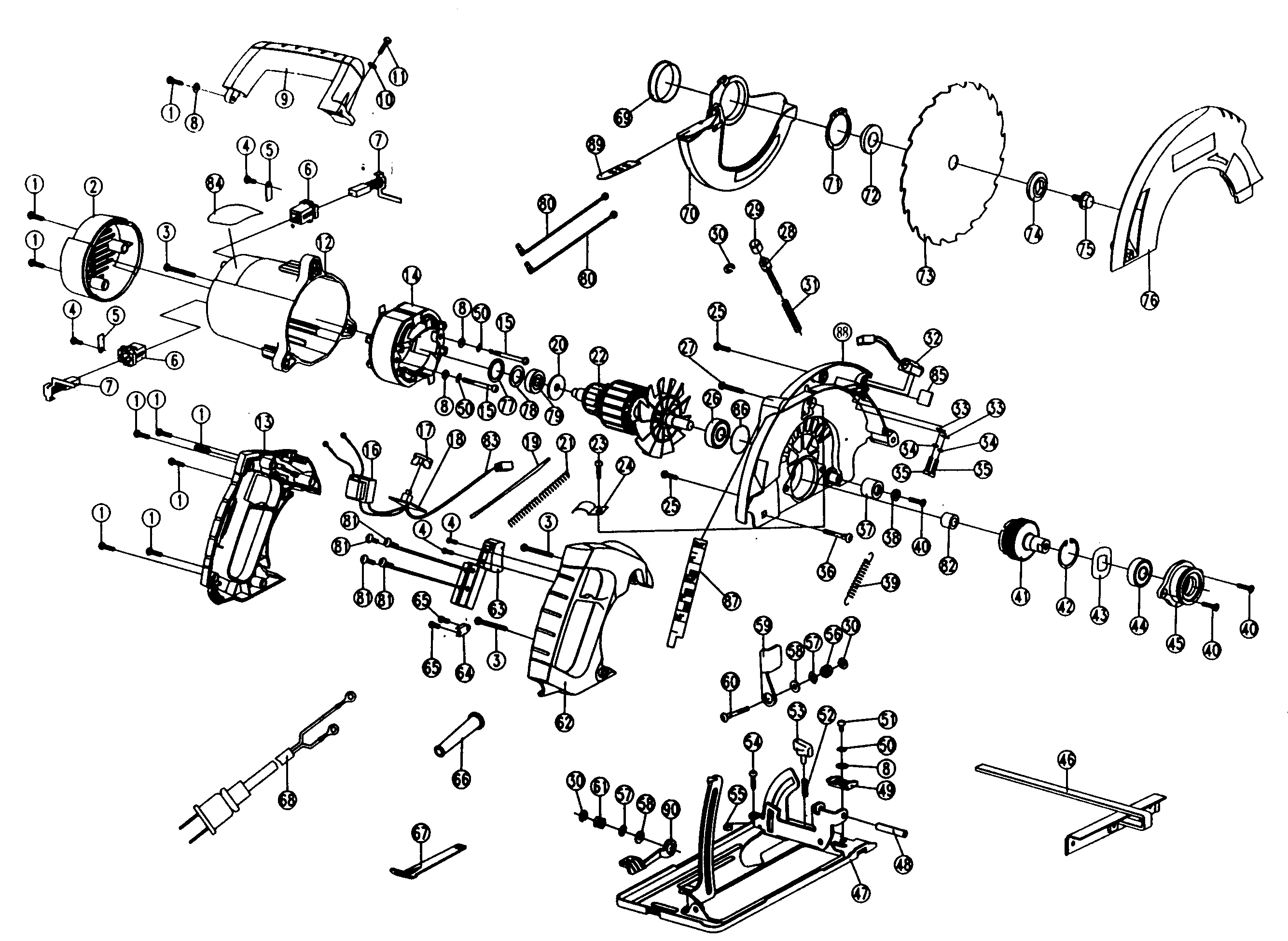 Saw Assy Diagram and Parts List for 32010860-01  Craftsman Circular Saw