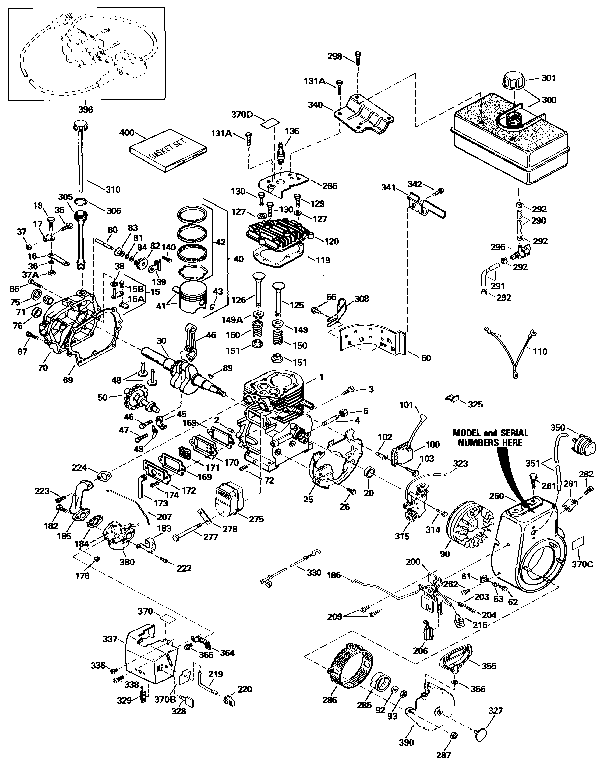 Replacement Parts Diagram and Parts List for 143836022  Craftsman Engine