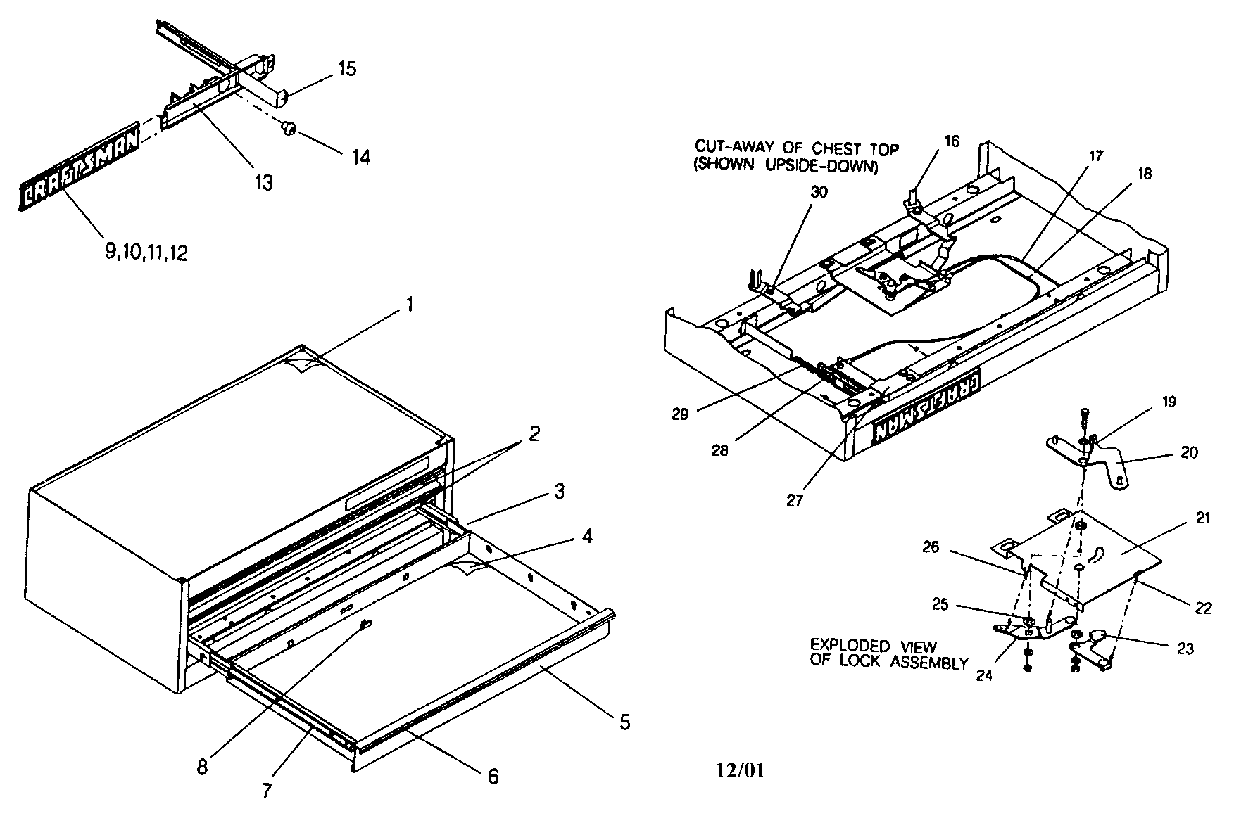 Tool Chest Diagram and Parts List for 706654561  Craftsman Tool Stand & Cart