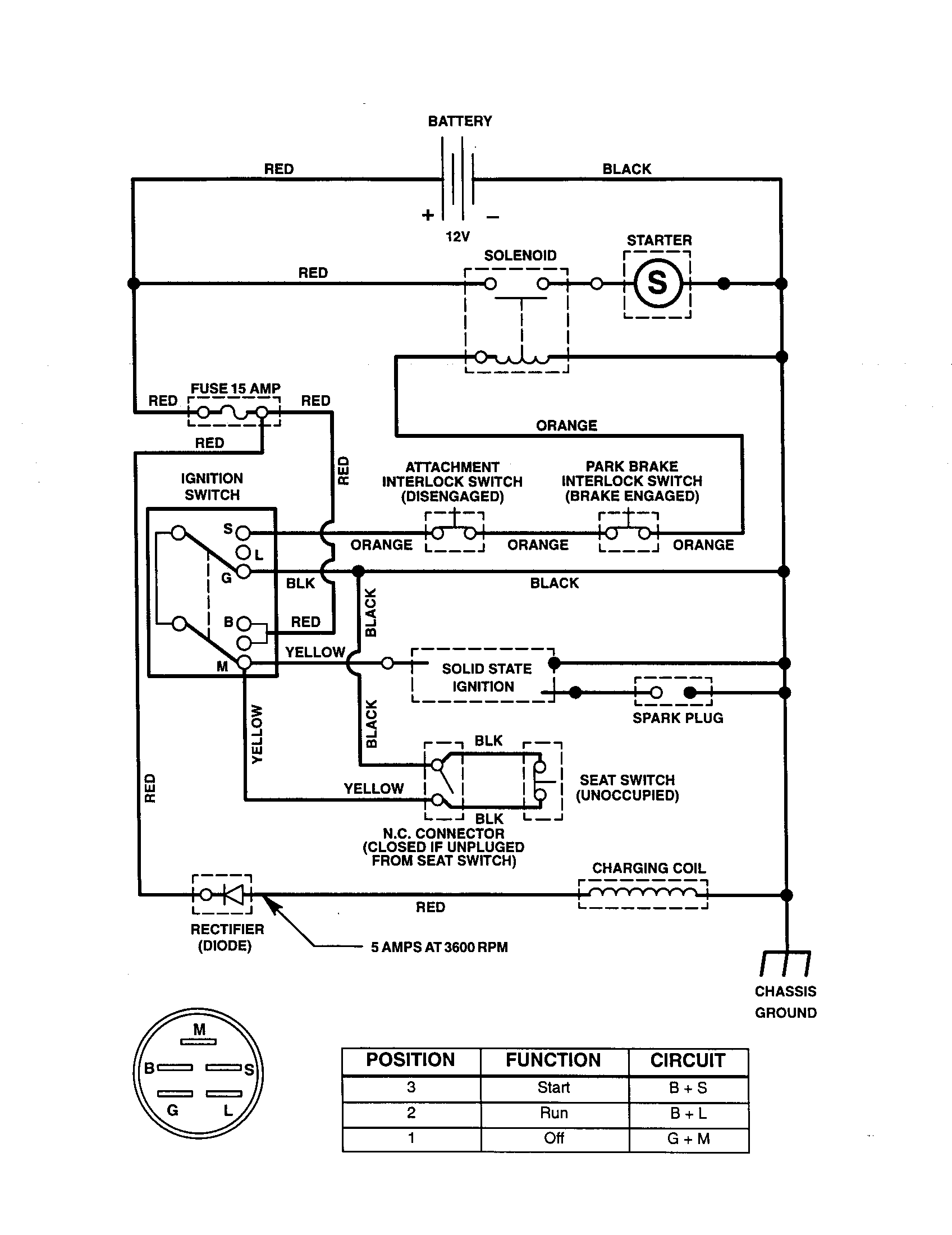 Electrical Schematic Diagram and Parts List for C950-60901-0  Craftsman Lawn Tractor