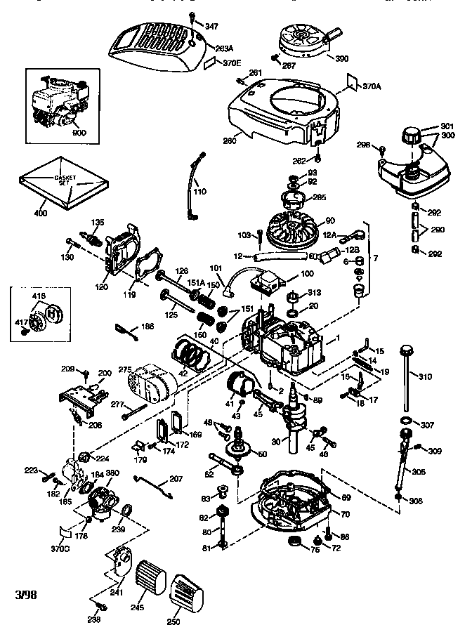 Engine 143.985012 Diagram and Parts List for 143985012  Craftsman Engine