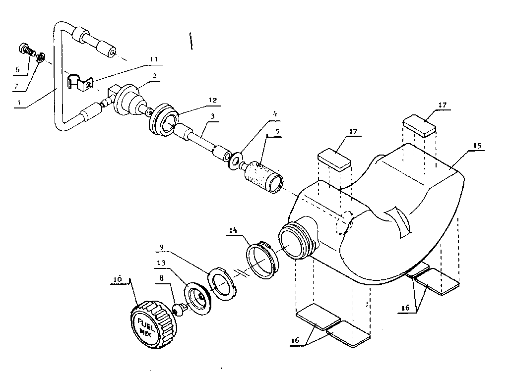 Fuel Tankassembly Diagram and Parts List for 271281611  Craftsman Trimmer