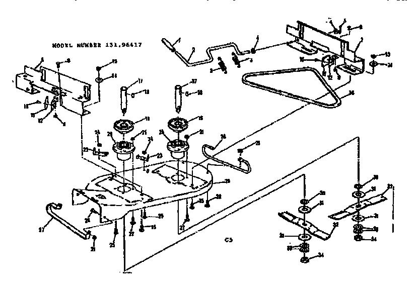Mower Housing Diagram and Parts List for 13196417  Craftsman Lawn Mower