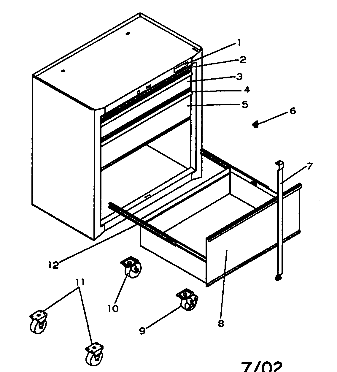 Tool Box Diagram and Parts List for 706597850  Craftsman Tool Stand & Cart