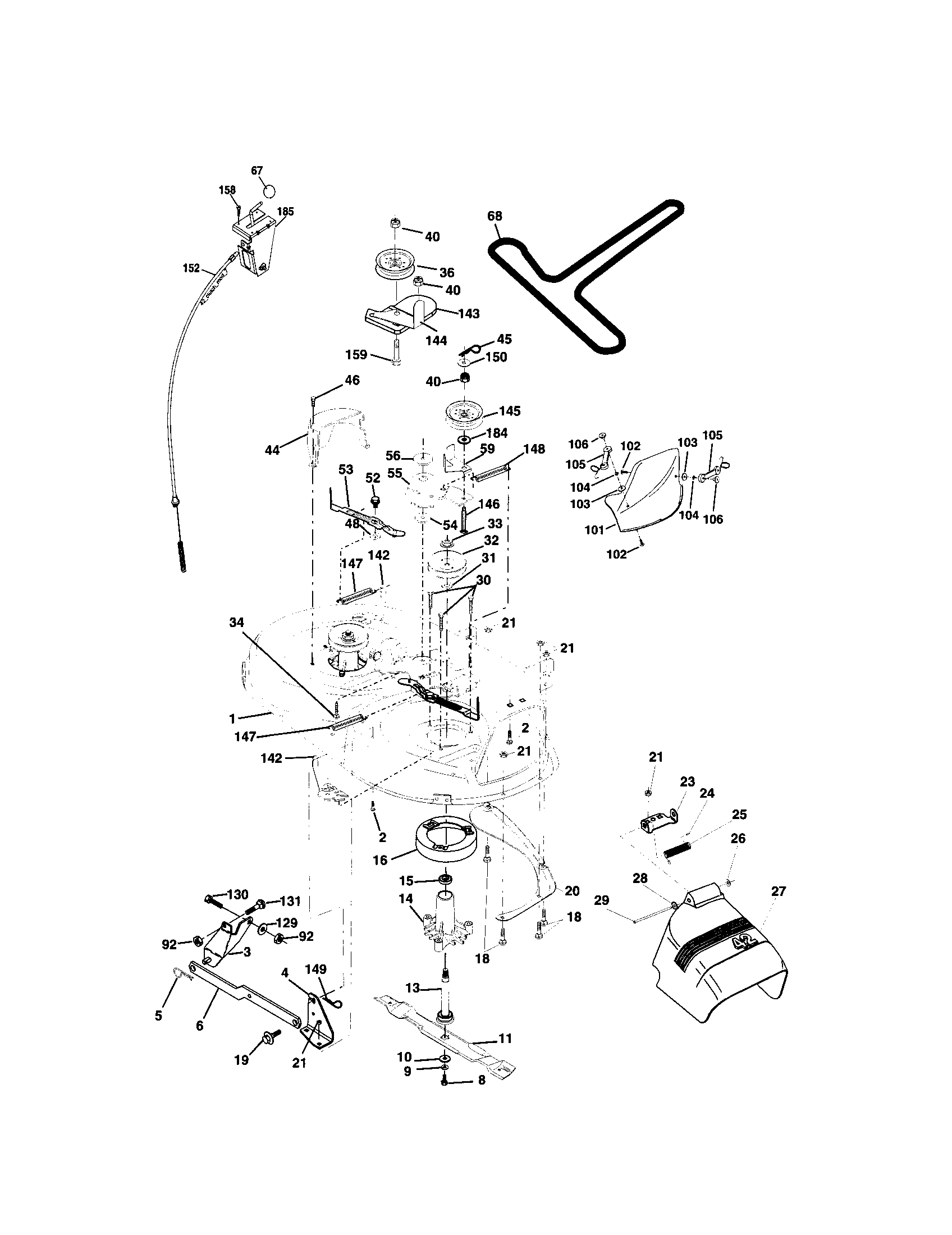 Mower Deck Diagram and Parts List for 917273392  Craftsman Lawn Tractor