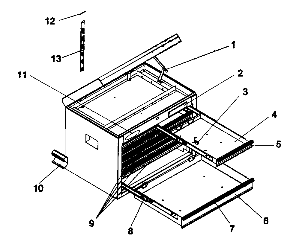 Chest Diagram and Parts List for 706619341  Craftsman Tool Stand & Cart