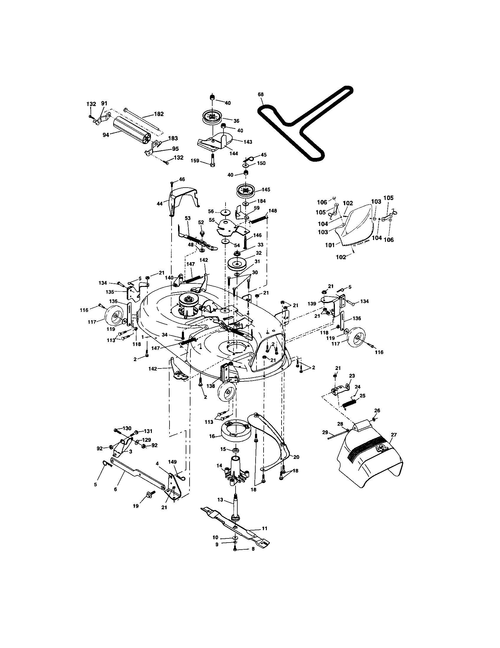 Mower Deck Diagram and Parts List for 917273590  Craftsman Lawn Tractor