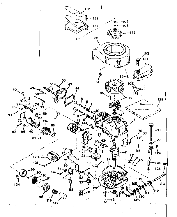 Basic Engine Diagram and Parts List for 143171162  Craftsman Engine