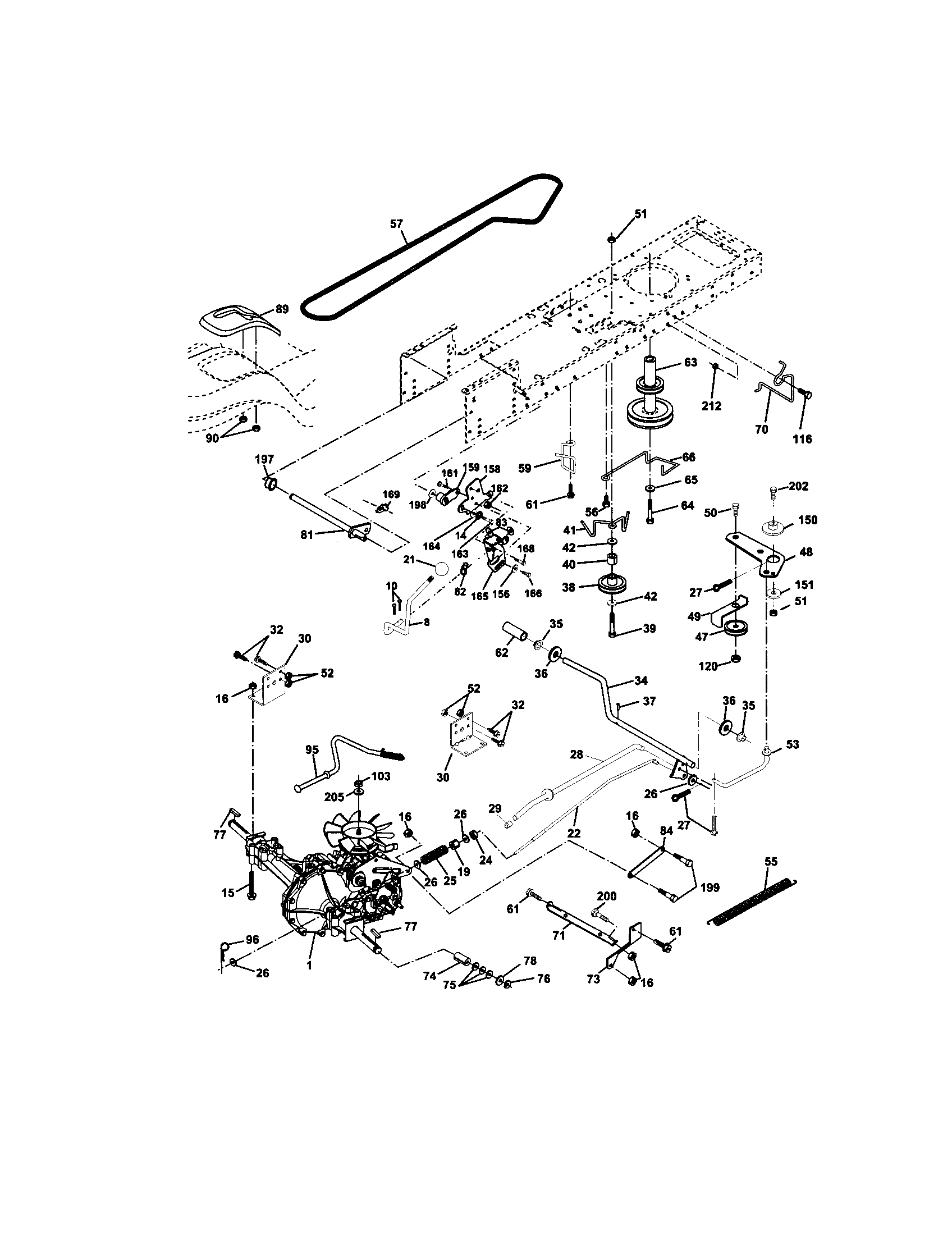 Ground Drive Diagram and Parts List for 917271642  Craftsman Lawn Tractor