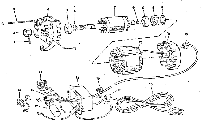 Unit Parts Diagram and Parts List for 62543  Craftsman Power Motor
