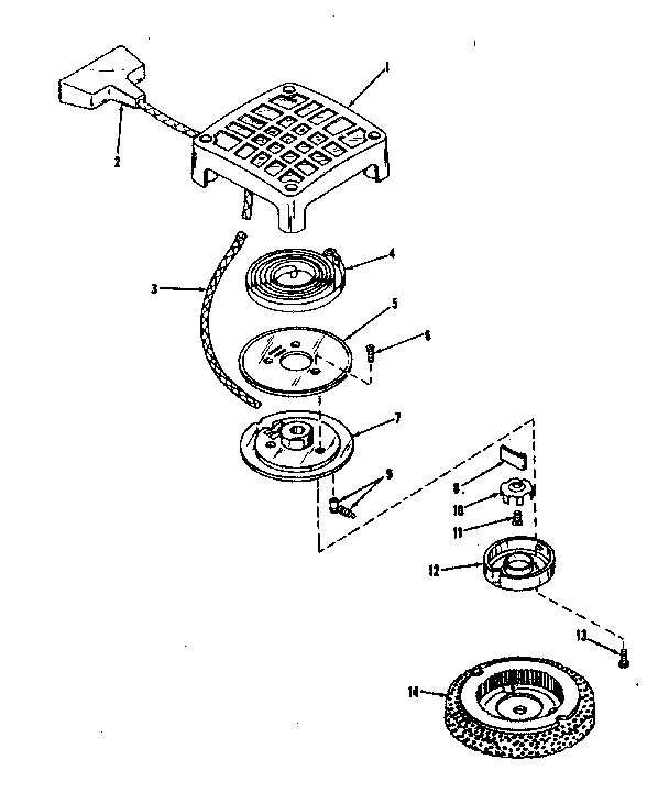 Rewind Starter No. 28630 Diagram and Parts List for 14382007  Craftsman Engine