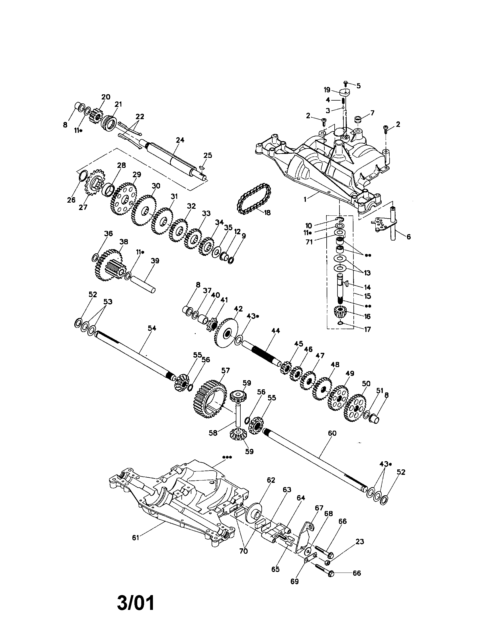 Dana Transaxle Diagram and Parts List for 917277021  Craftsman Lawn Tractor