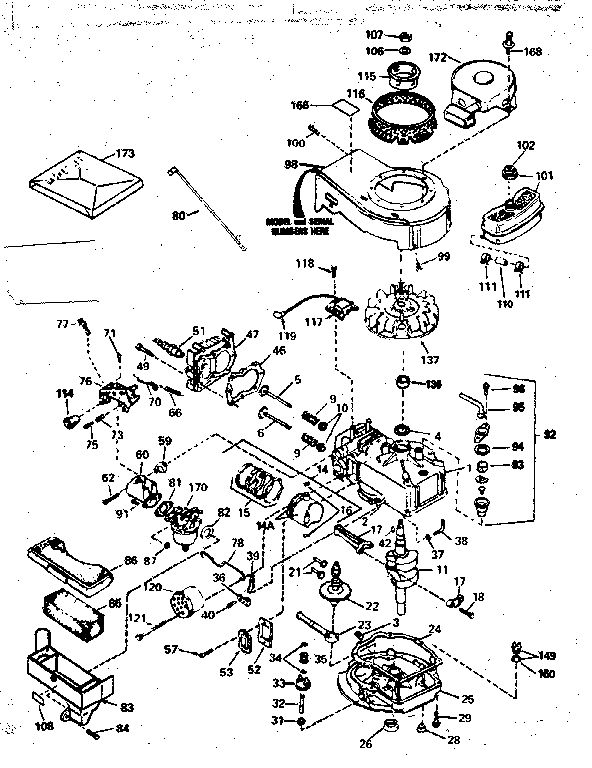 Engine Diagram and Parts List for 143374362  Craftsman Engine
