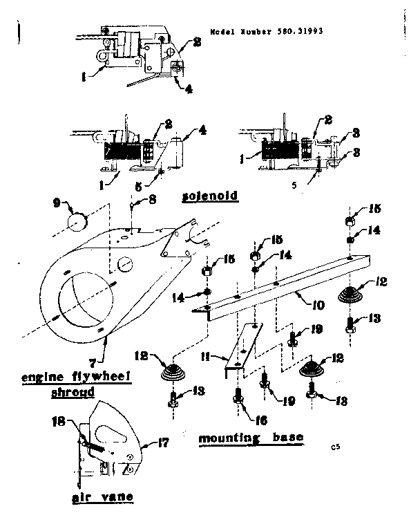 Coil And Solenoid Assembly Diagram and Parts List for 58031993  Craftsman Engine