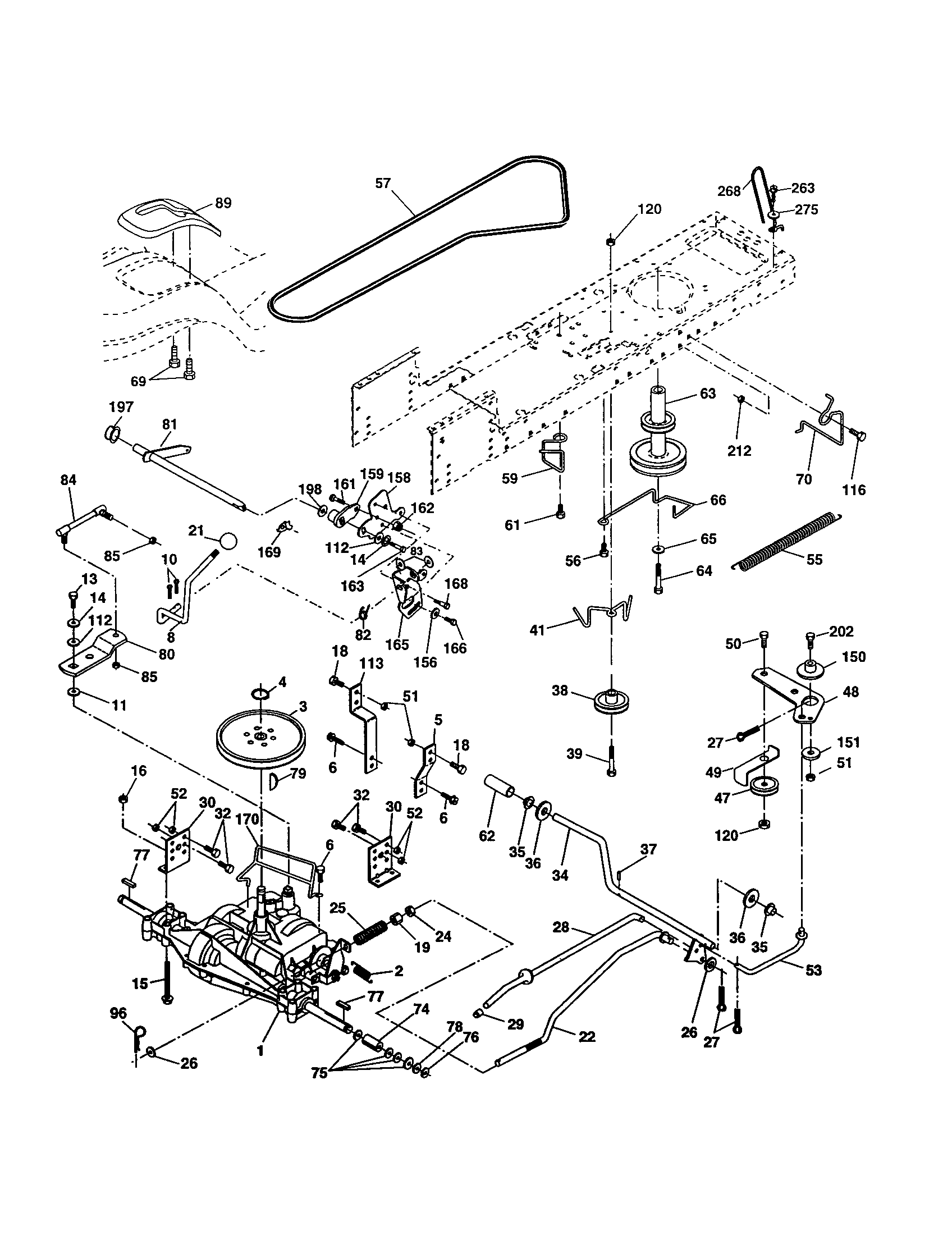 Drive Diagram and Parts List for 917277311  Craftsman Lawn Tractor