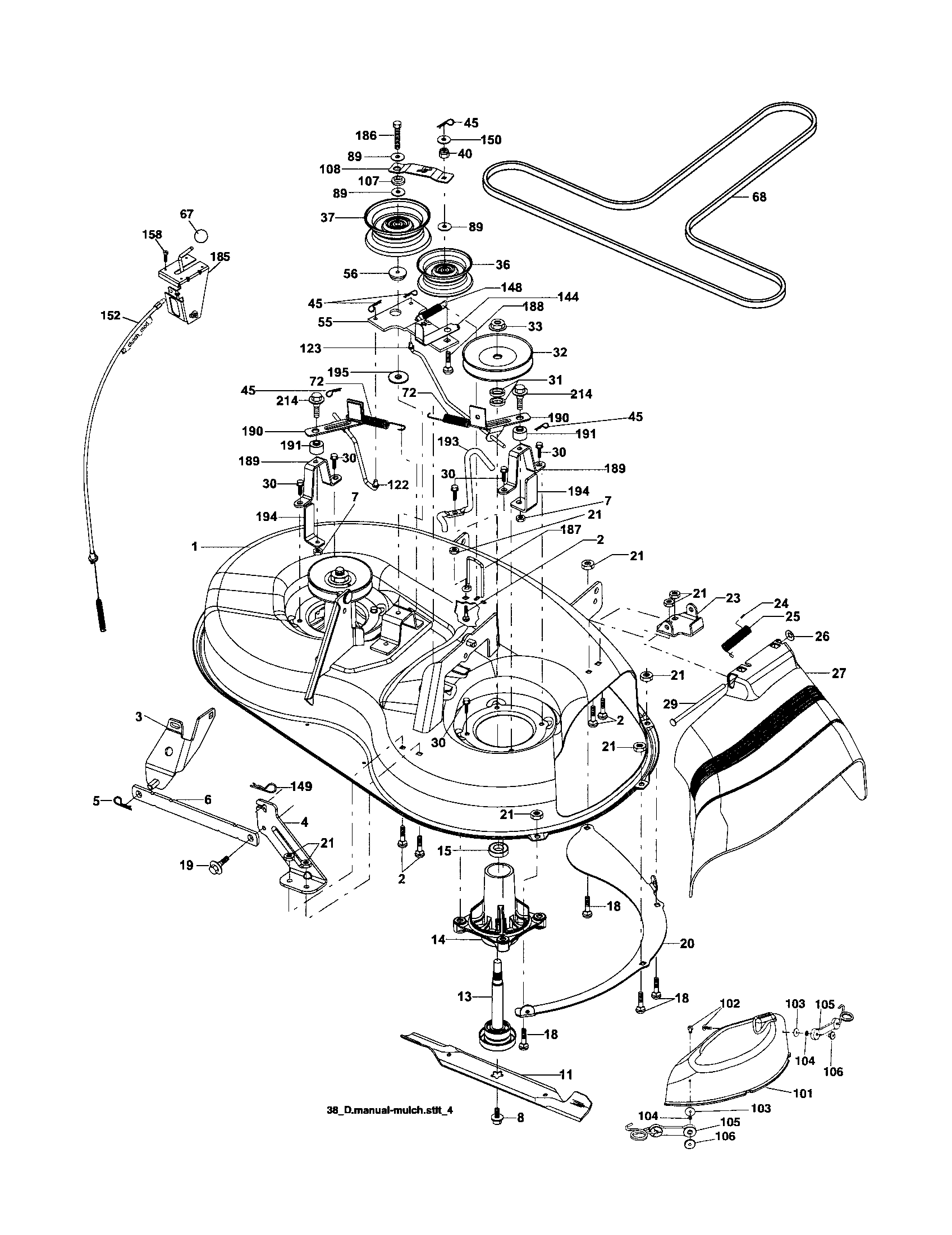 Mower Deck Diagram and Parts List for 917253201  Craftsman Lawn Tractor