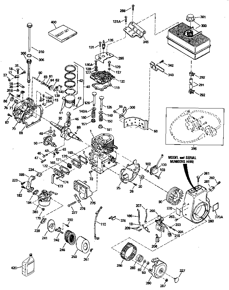 Replacement Parts Diagram and Parts List for 143816052  Craftsman Engine