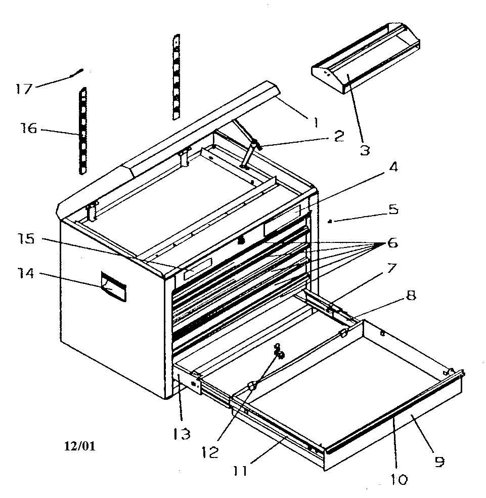 Tool Chest Diagram and Parts List for 706596180  Craftsman Tool Stand & Cart