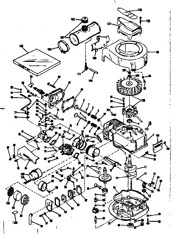 Basic Engine Diagram and Parts List for 143102240  Craftsman Engine