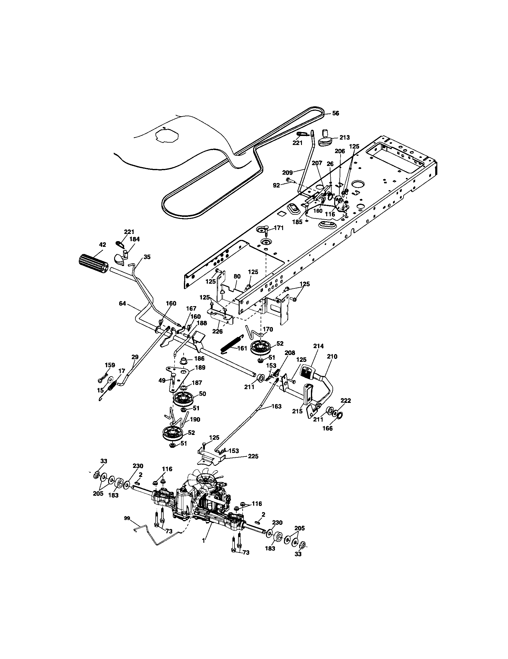 Ground Drive Diagram and Parts List for 917286340  Craftsman Lawn Tractor