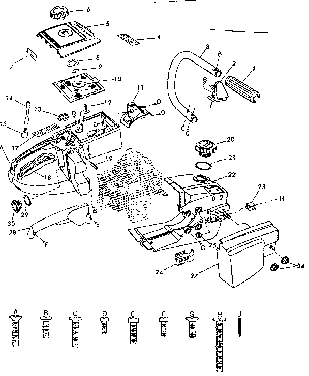 Main Frame Diagram and Parts List for 917351471  Craftsman Chainsaw