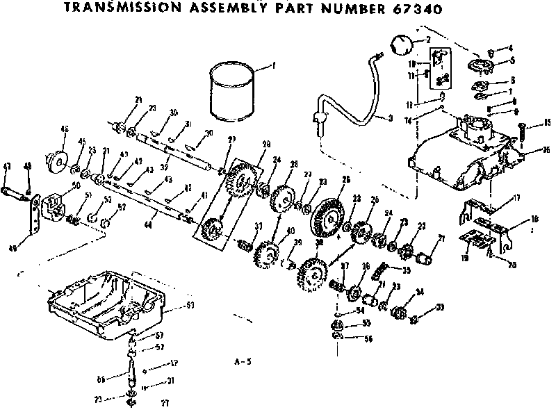 Transmission Assembly Diagram and Parts List for 13196321  Craftsman Engine
