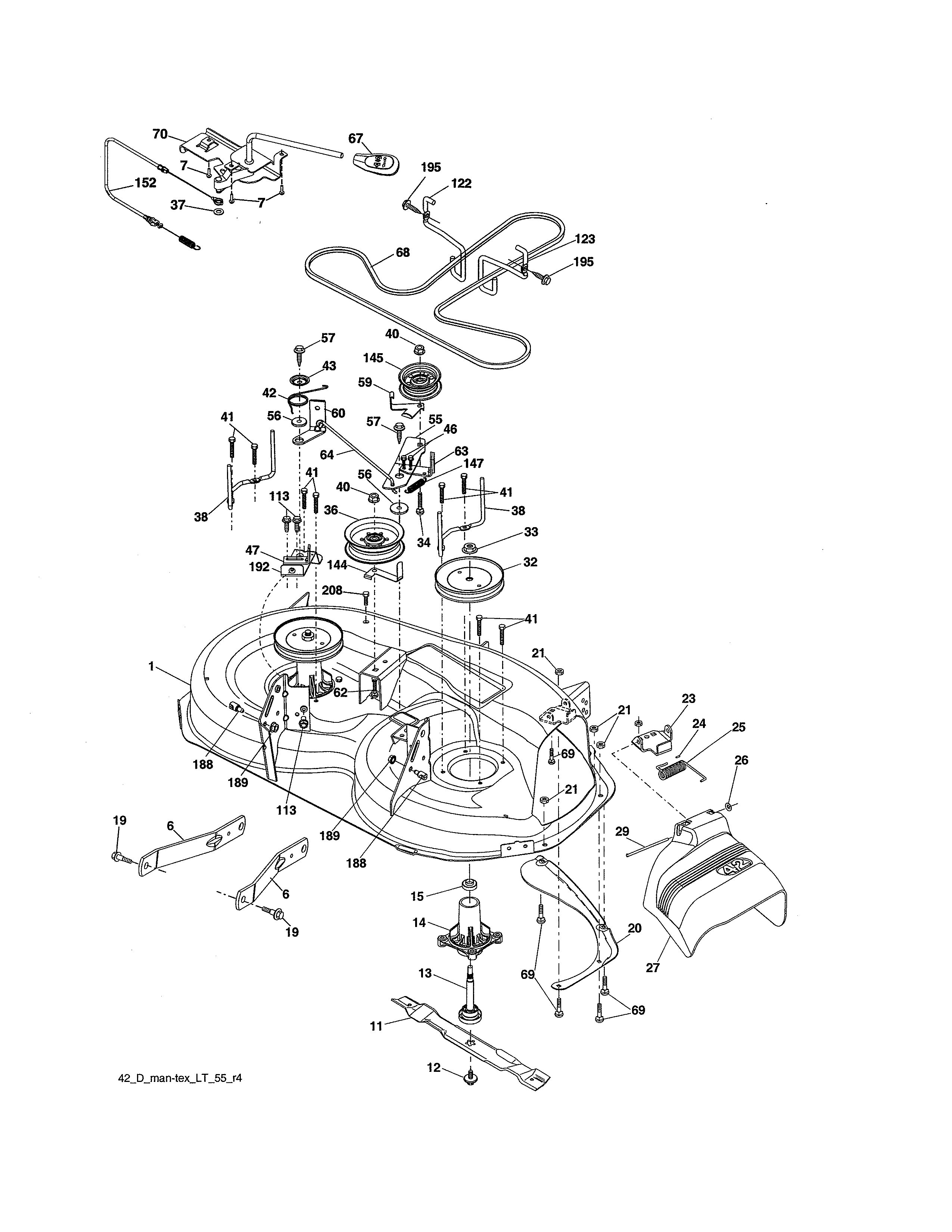 Mower Deck Diagram and Parts List for 917988210  Craftsman Lawn Tractor