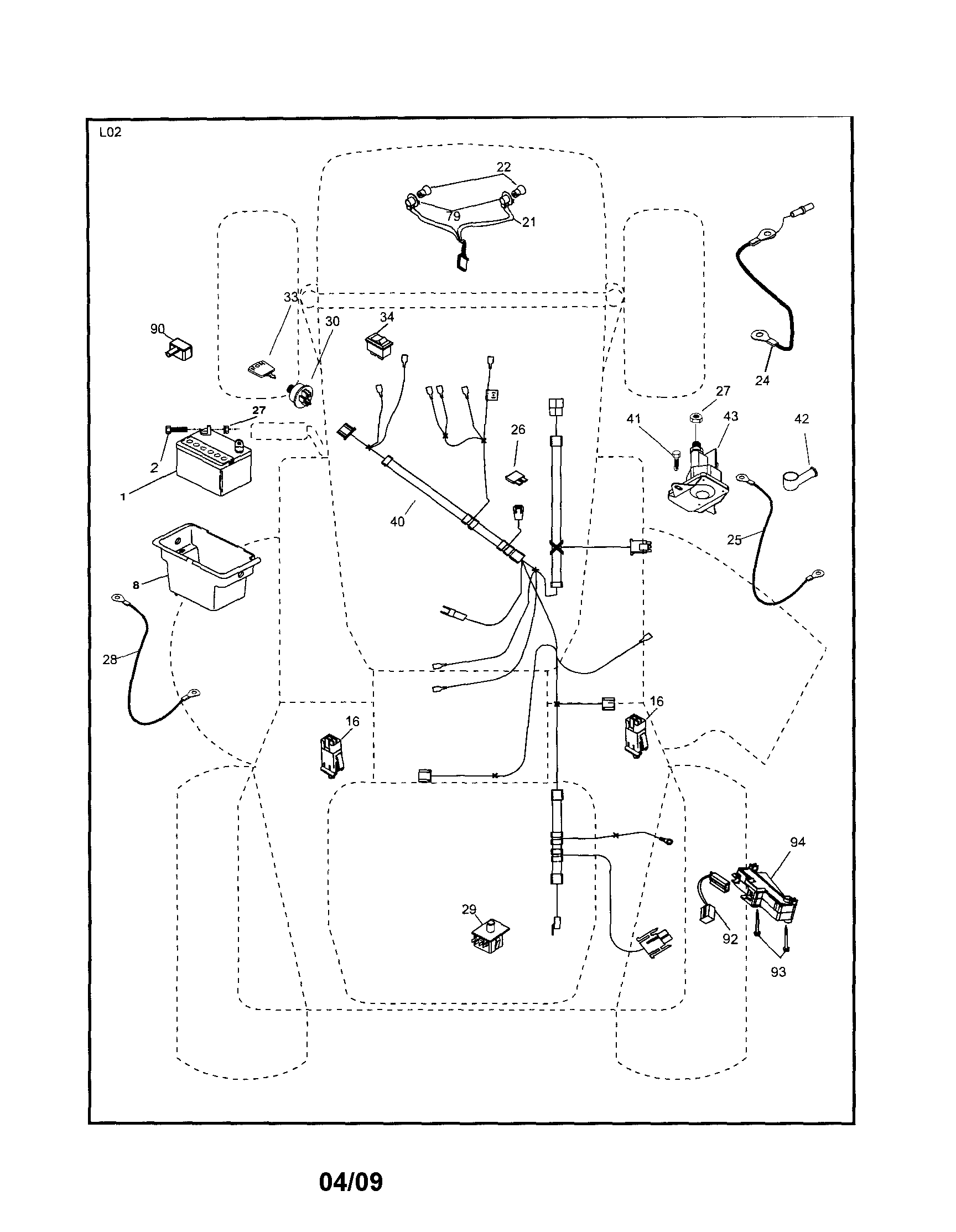 Electrical Diagram and Parts List for 917254010  Craftsman Lawn Tractor